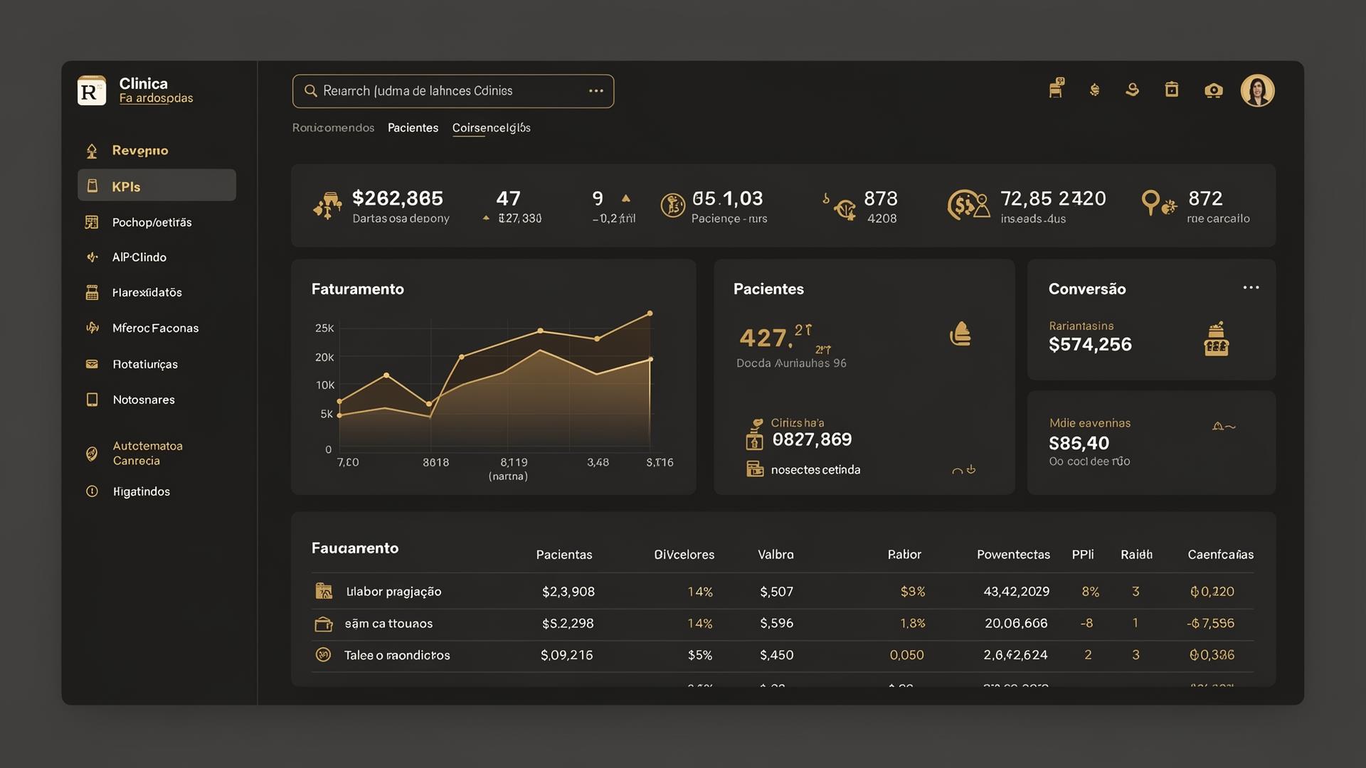 Dashboard da clínica no Notion